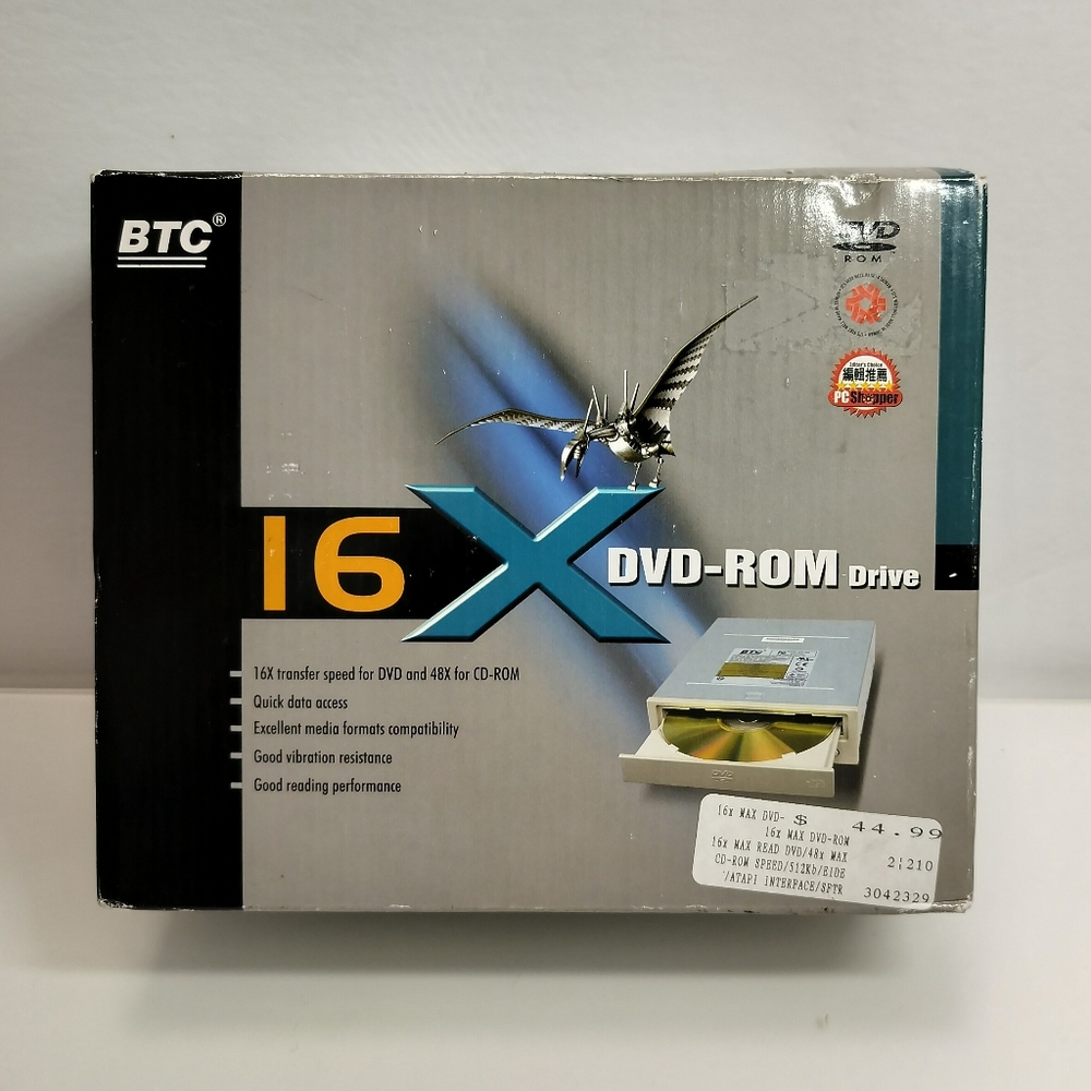 BTC 16X DVD-ROM Drive Boxed - Silver/Black/Teal Open Box